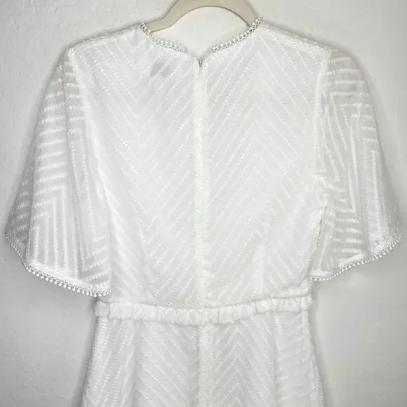 Shilla Chevron Swiss Clip Dot Short Sleeve Classy Fit and Flare Mini Dress Small - Picture 10 of 14